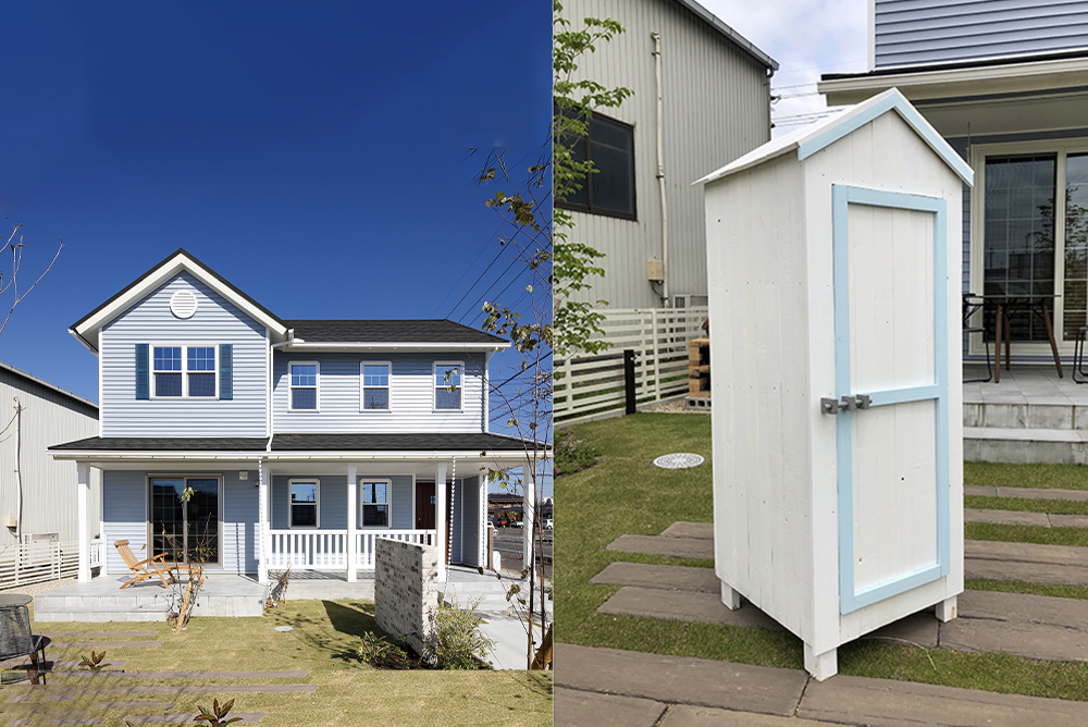 【村久野モデルハウス 北米スタイルのお家】DIYで小屋づくり