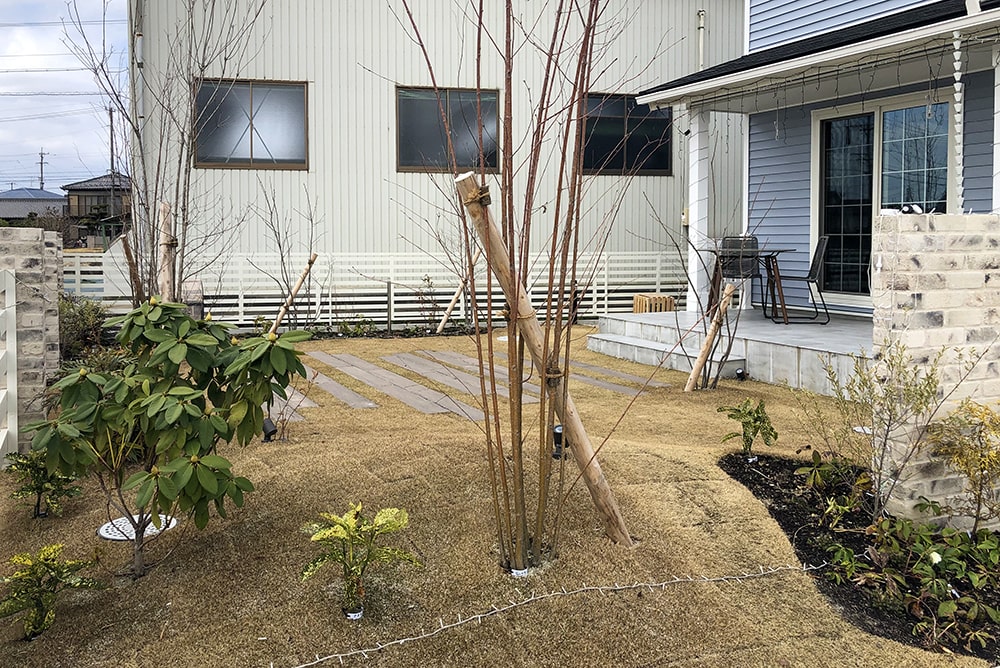 3月の村久野モデルハウスのお庭の様子