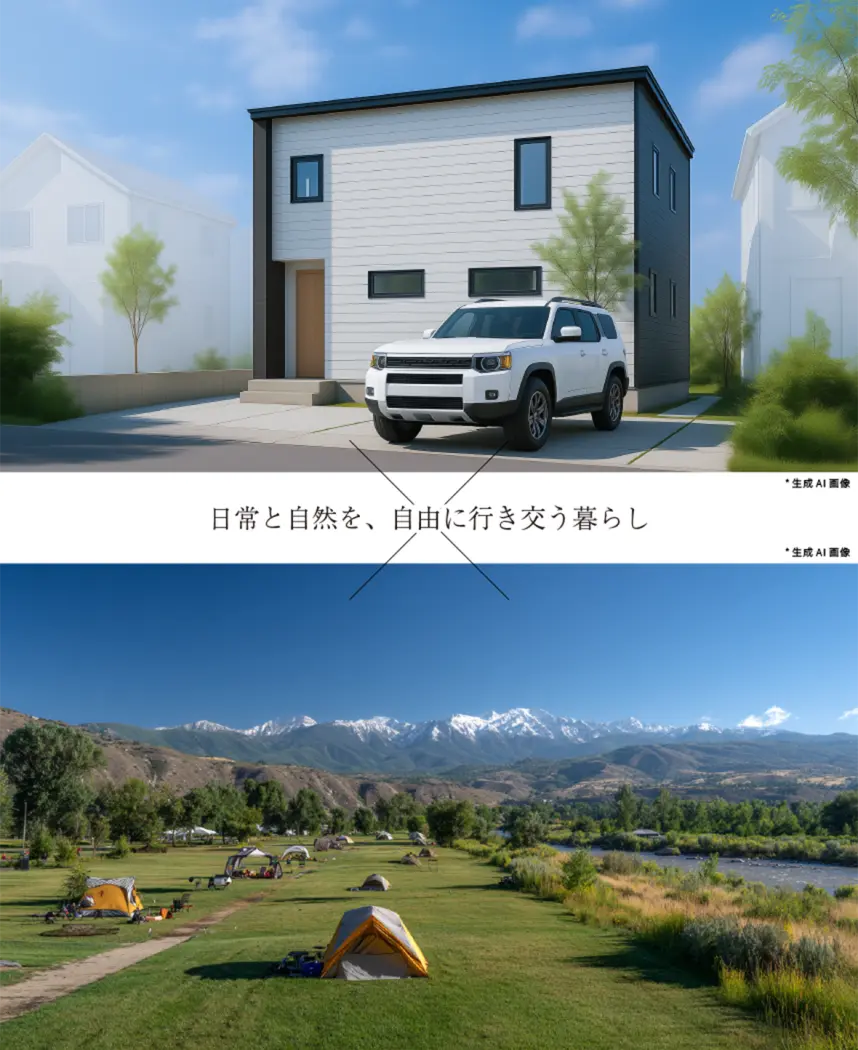 アーバンアウトドアハウスがある日常と自然の中でのキャンプ